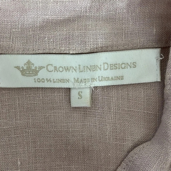 Crown Linen Designs Lagenlook Button Front Oversized Linen Dress - Size Small - Picture 5 of 6